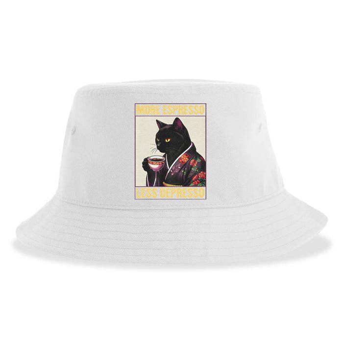 More Espresso Less Depresso Kimono Cat Japanese Sustainable Bucket Hat