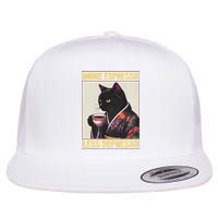 More Espresso Less Depresso Kimono Cat Japanese Flat Bill Trucker Hat