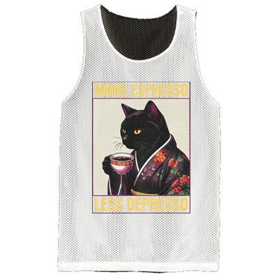 More Espresso Less Depresso Kimono Cat Japanese Mesh Reversible Basketball Jersey Tank