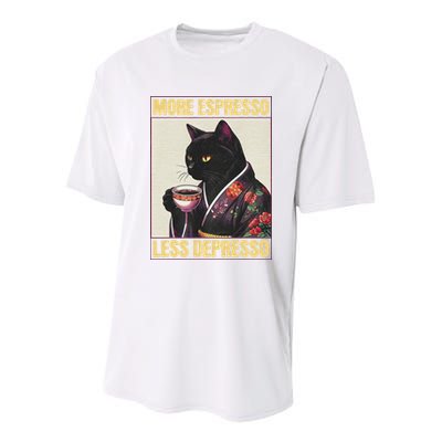 More Espresso Less Depresso Kimono Cat Japanese Youth Performance Sprint T-Shirt