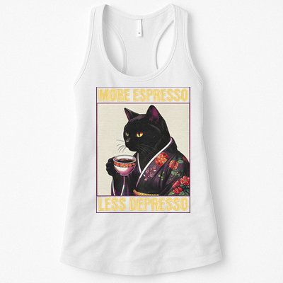 More Espresso Less Depresso Kimono Cat Japanese Womens Tank Top