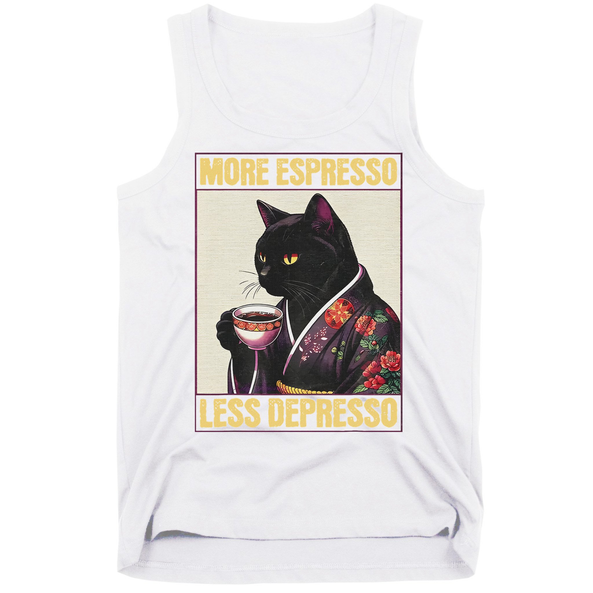 More Espresso Less Depresso Kimono Cat Japanese Tank Top