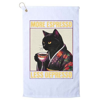 More Espresso Less Depresso Kimono Cat Japanese Golf Towel