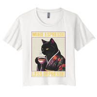 More Espresso Less Depresso Kimono Cat Japanese Women's Crop Top Tee