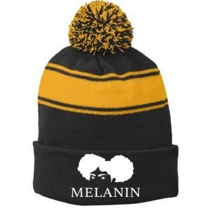 Melanin Afro Stripe Pom Pom Beanie