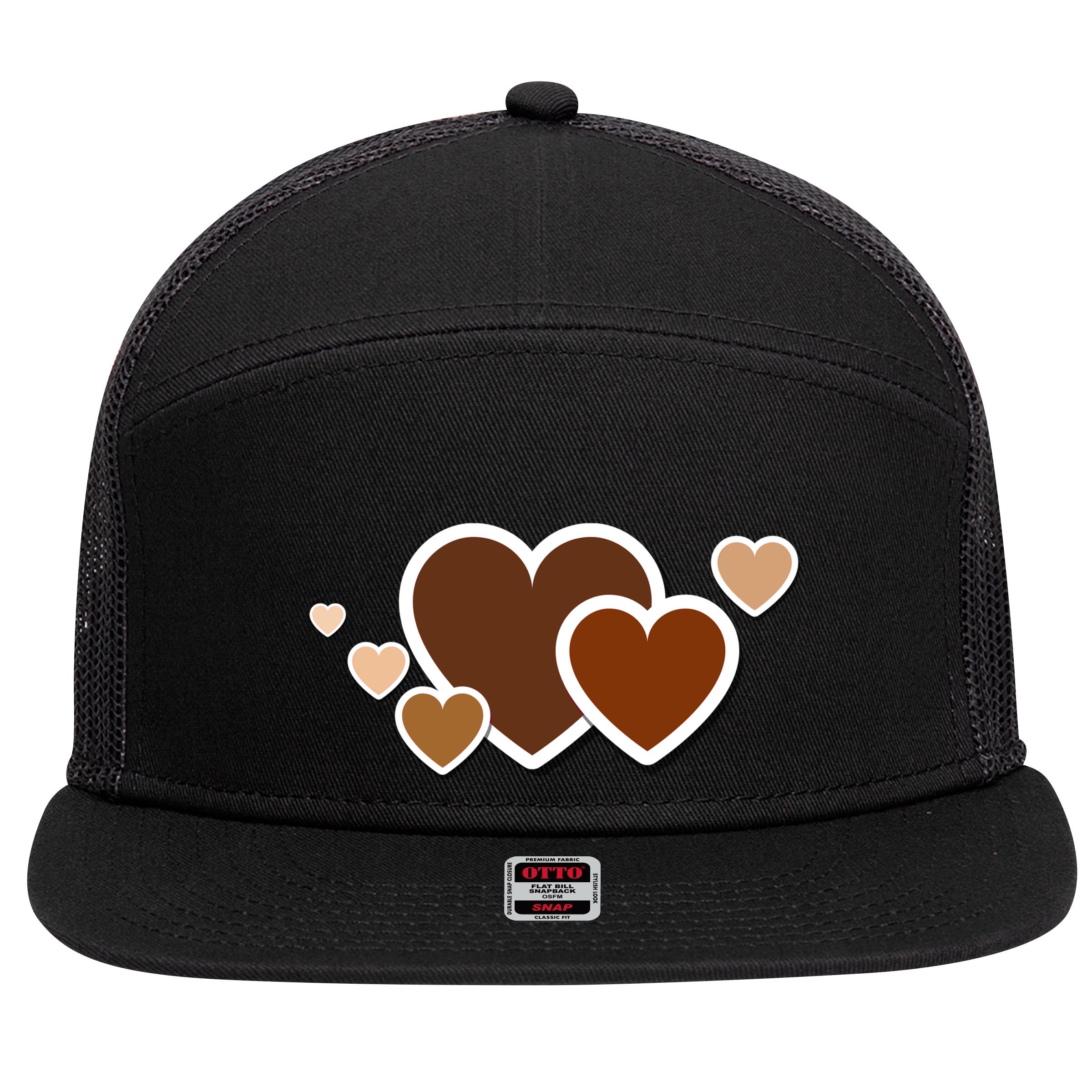 Melanin Diversity Hearts 7 Panel Mesh Trucker Snapback Hat