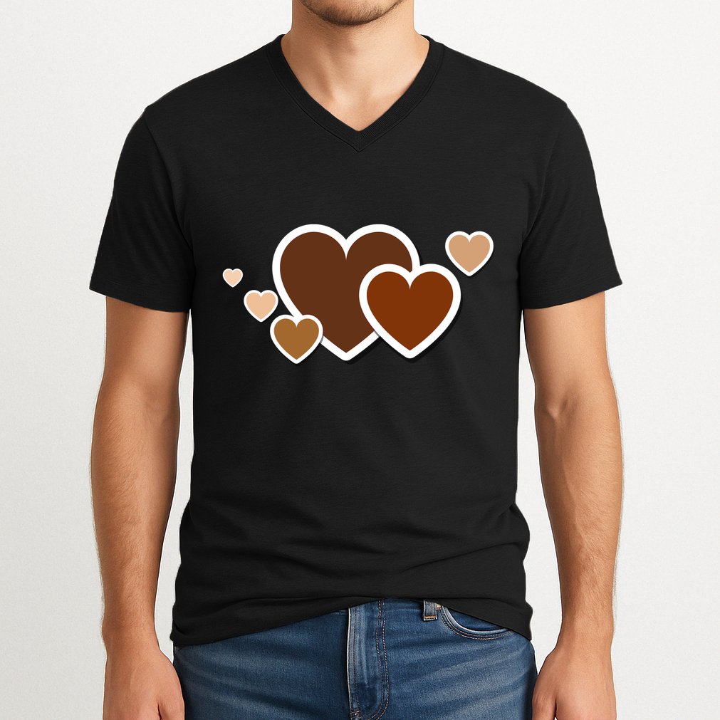 Melanin Diversity Hearts V-Neck T-Shirt