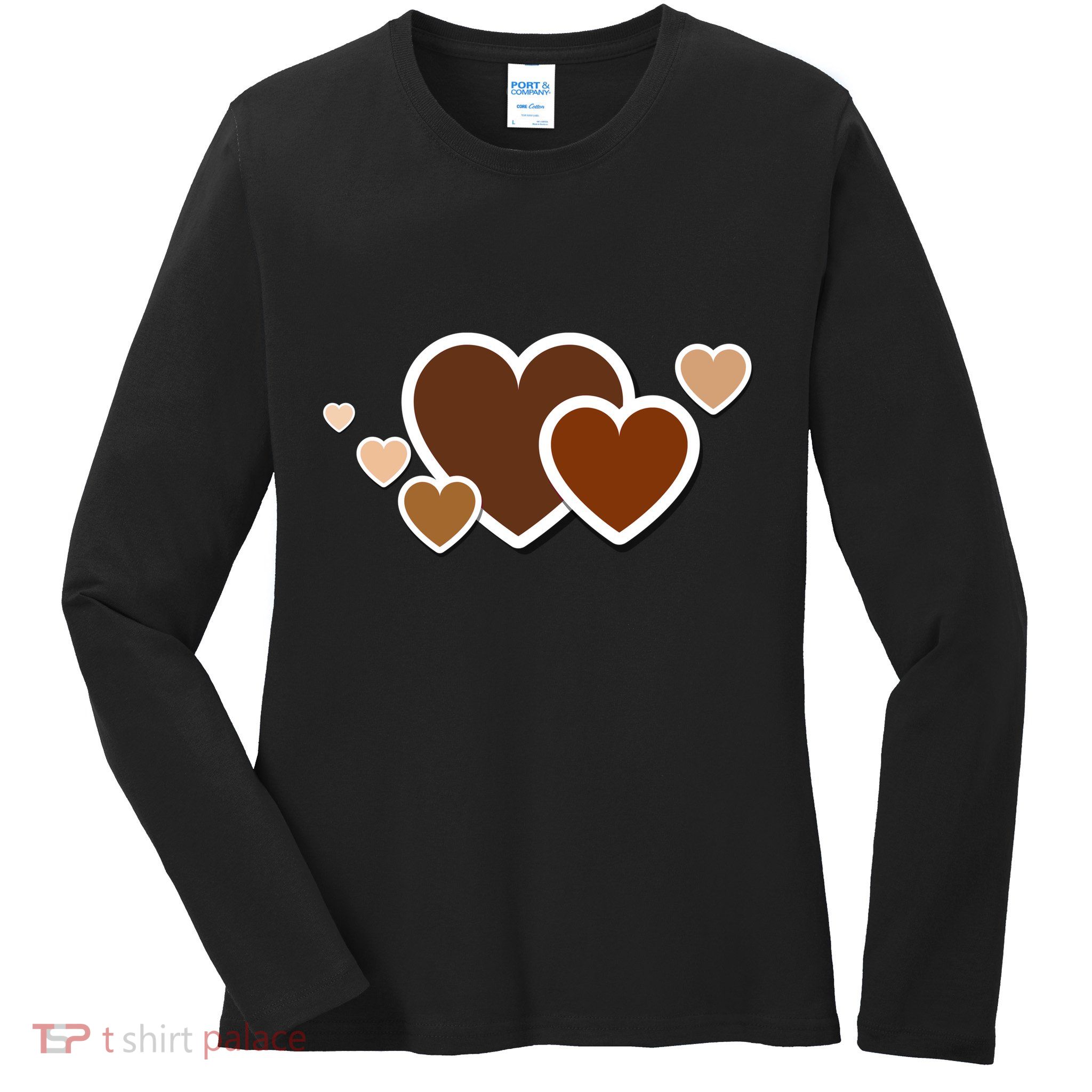 Melanin Diversity Hearts Ladies Long Sleeve Shirt