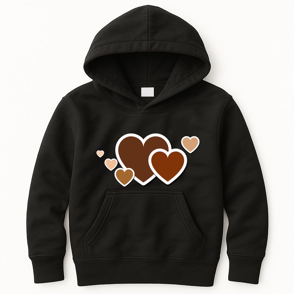 Melanin Diversity Hearts Kids Hoodie