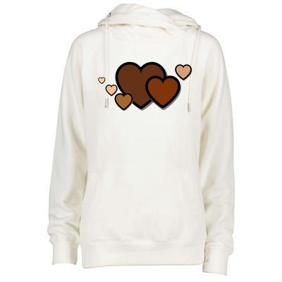 Melanin Diversity Hearts Womens Funnel Neck Pullover Hood