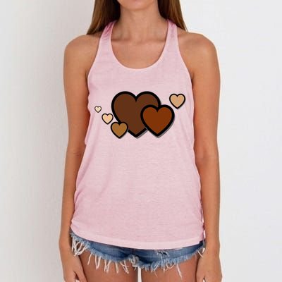 Melanin Diversity Hearts Women's Knotted Racerback Tank