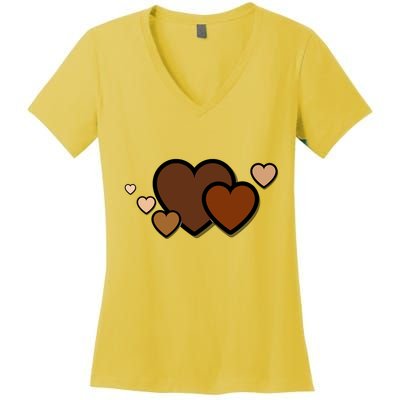 Melanin Diversity Hearts Women's V-Neck T-Shirt