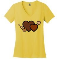 Melanin Diversity Hearts Women's V-Neck T-Shirt