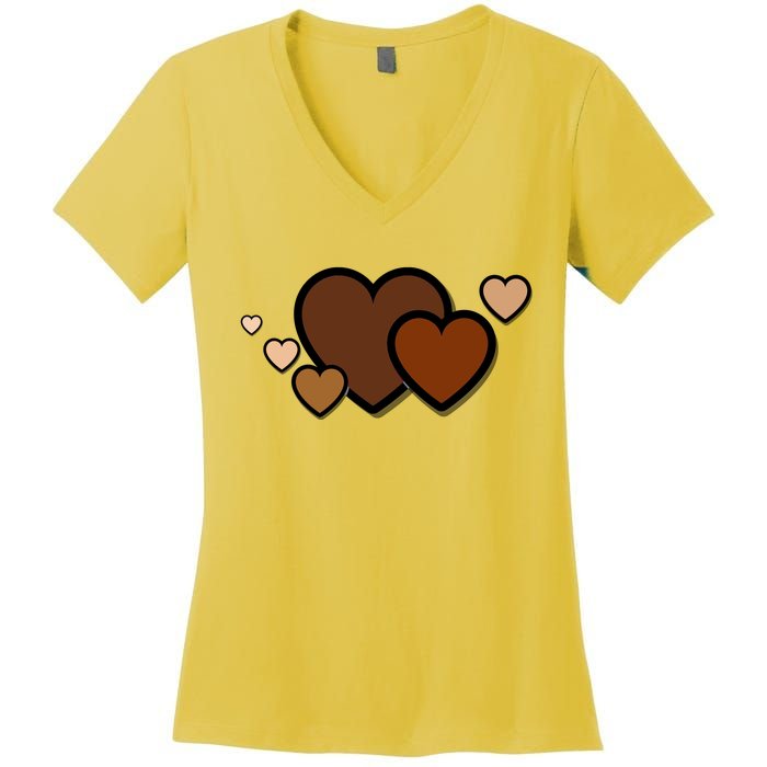 Melanin Diversity Hearts Women's V-Neck T-Shirt