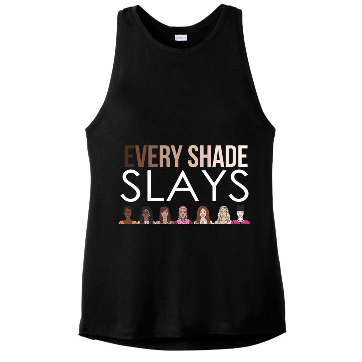 Melanin Every Shade Slays Ladies PosiCharge Tri-Blend Wicking Tank