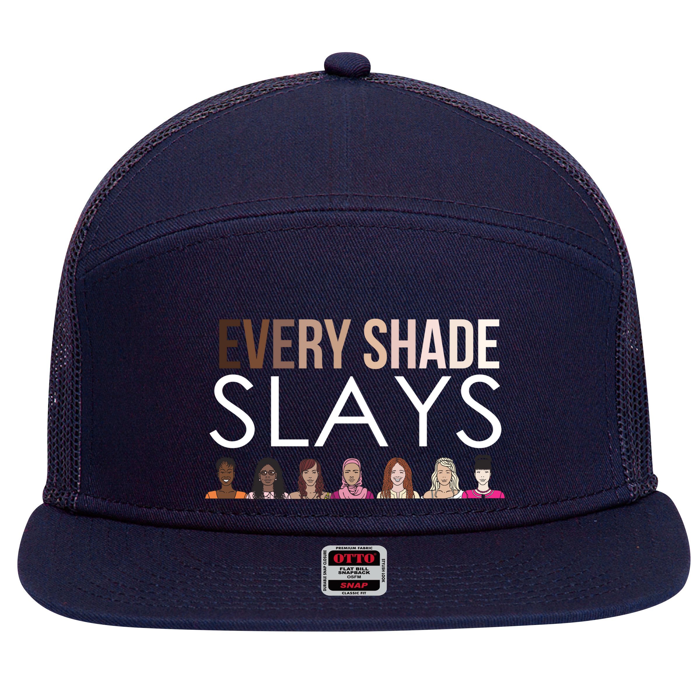 Melanin Every Shade Slays 7 Panel Mesh Trucker Snapback Hat