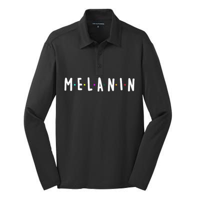 Melanin Logo Silk Touch Performance Long Sleeve Polo