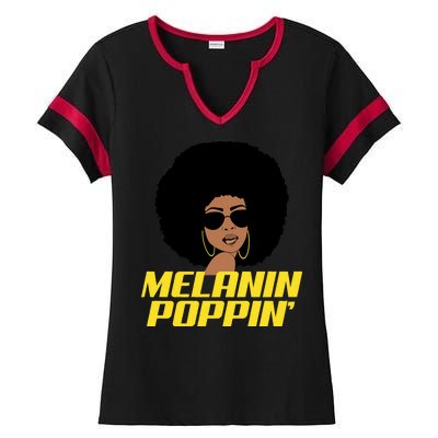 Melanin Poppin Proud African Pride Ladies Halftime Notch Neck Tee