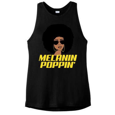 Melanin Poppin Proud African Pride Ladies PosiCharge Tri-Blend Wicking Tank