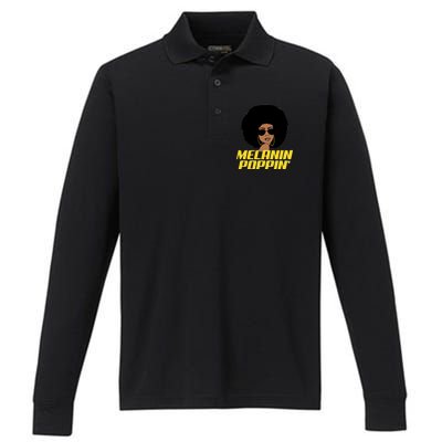 Melanin Poppin Proud African Pride Performance Long Sleeve Polo