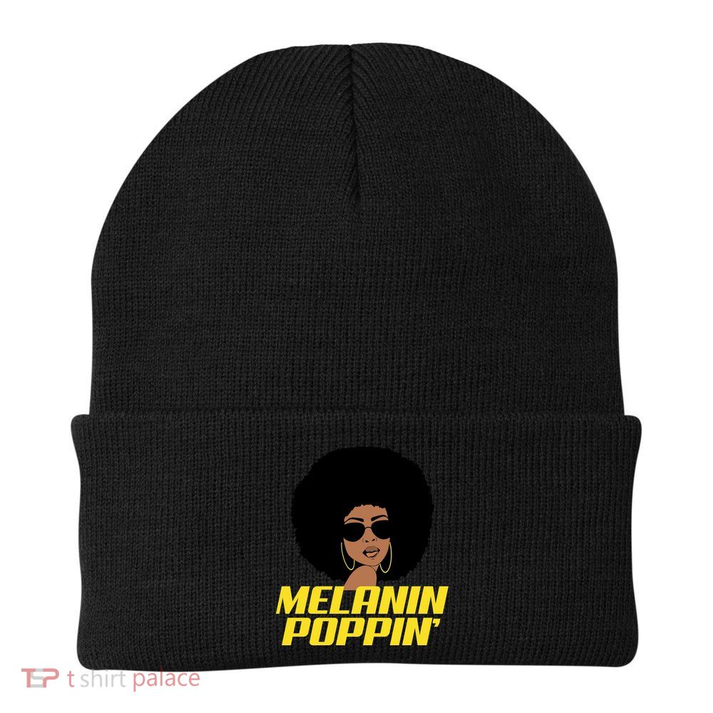 Melanin Poppin Proud African Pride Knit Cap Winter Beanie