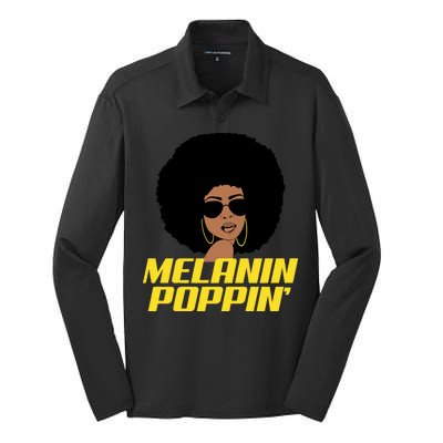 Melanin Poppin Proud African Pride Silk Touch Performance Long Sleeve Polo