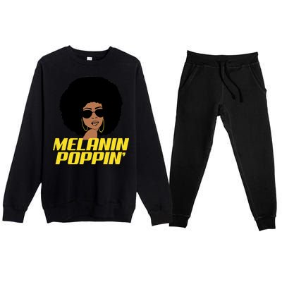 Melanin Poppin Proud African Pride Premium Crewneck Sweatsuit Set