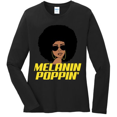 Melanin Poppin Proud African Pride Ladies Long Sleeve Shirt