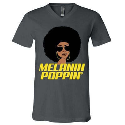 Melanin Poppin Proud African Pride V-Neck T-Shirt