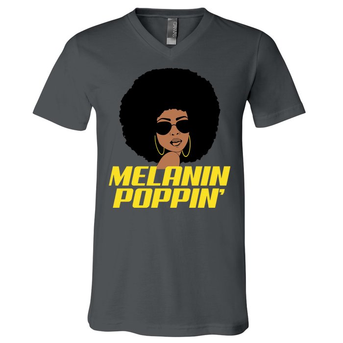 Melanin Poppin Proud African Pride V-Neck T-Shirt