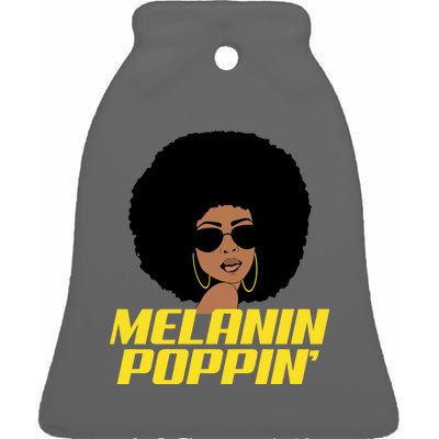 Melanin Poppin Proud African Pride Ceramic Bell Ornament