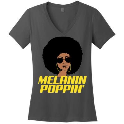 Melanin Poppin Proud African Pride Women's V-Neck T-Shirt