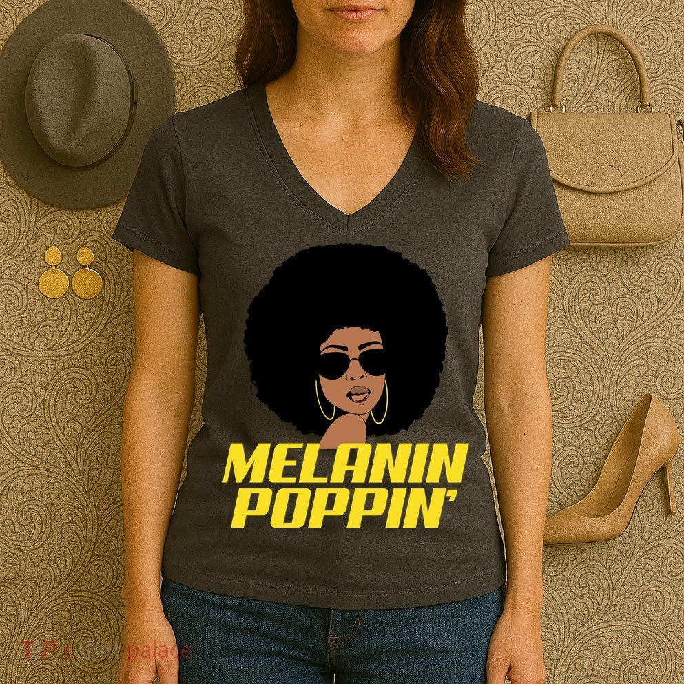 Melanin Poppin Proud African Pride Women's V-Neck T-Shirt