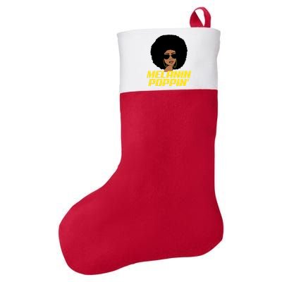 Melanin Poppin Proud African Pride Felt Holiday Christmas Stocking