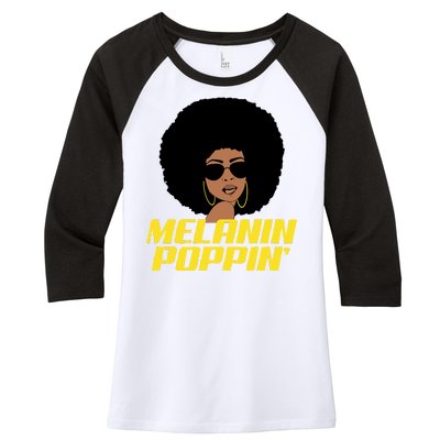 Melanin Poppin Proud African Pride Women's Tri-Blend 3/4-Sleeve Raglan Shirt