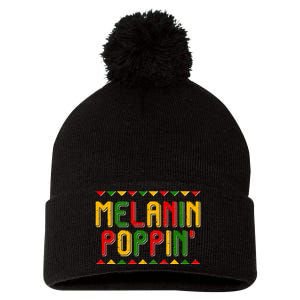 Melanin Poppin' Traditional Colors Pom Pom 12in Knit Beanie