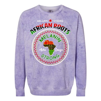 Melanin Strong African Roots Emblem Colorblast Crewneck Sweatshirt