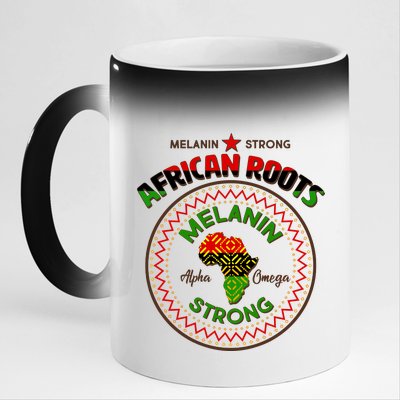 Melanin Strong African Roots Emblem 11oz Black Color Changing Mug