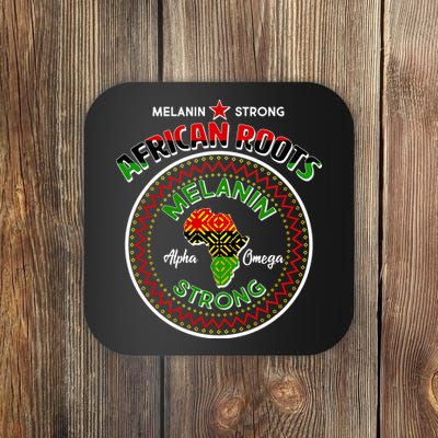 Melanin Strong African Roots Emblem Coaster