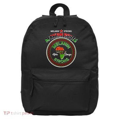 Melanin Strong African Roots Emblem 16 in Basic Backpack