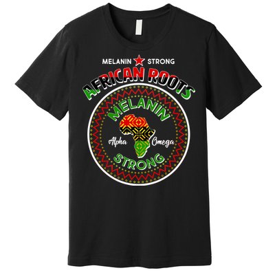 Melanin Strong African Roots Emblem Premium T-Shirt