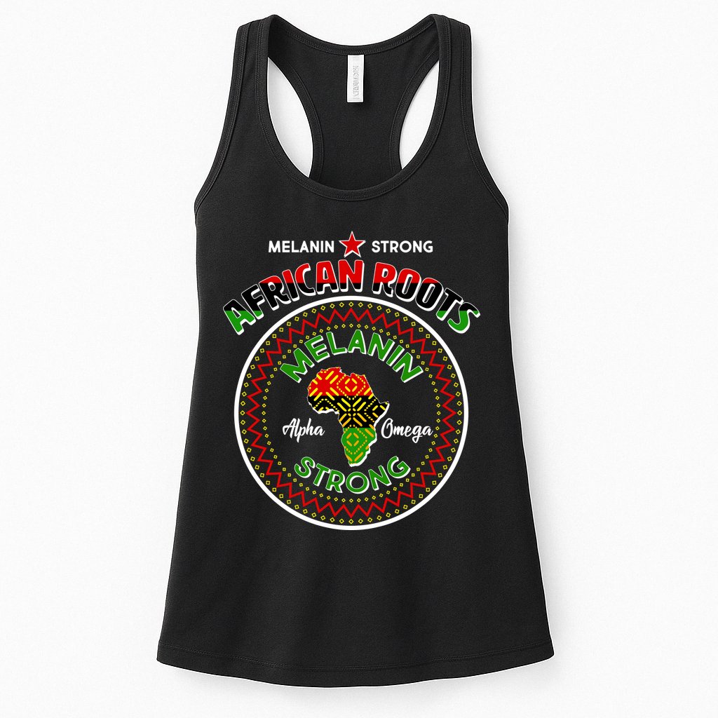 Melanin Strong African Roots Emblem Womens Tank Top