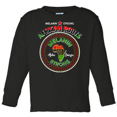 Melanin Strong African Roots Emblem Toddler Long Sleeve Shirt