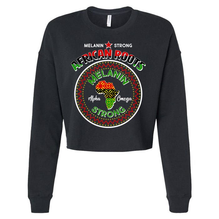 Melanin Strong African Roots Emblem Cropped Pullover Crew