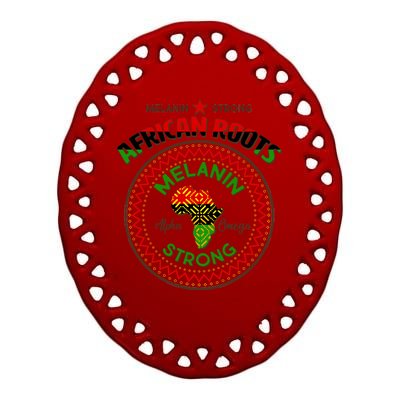 Melanin Strong African Roots Emblem Ceramic Oval Ornament