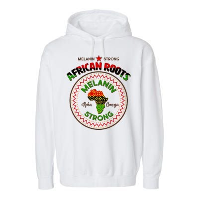 Melanin Strong African Roots Emblem Garment-Dyed Fleece Hoodie