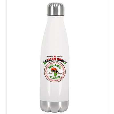 Melanin Strong African Roots Emblem Stainless Steel Insulated Water Bottle