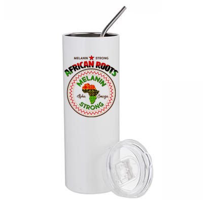 Melanin Strong African Roots Emblem Stainless Steel Tumbler