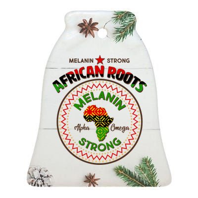 Melanin Strong African Roots Emblem Ceramic Bell Ornament