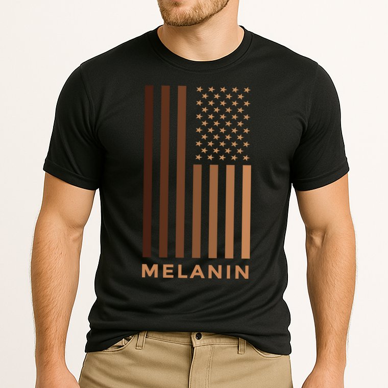 Melanin USA Flag Cooling Performance Crew T-Shirt